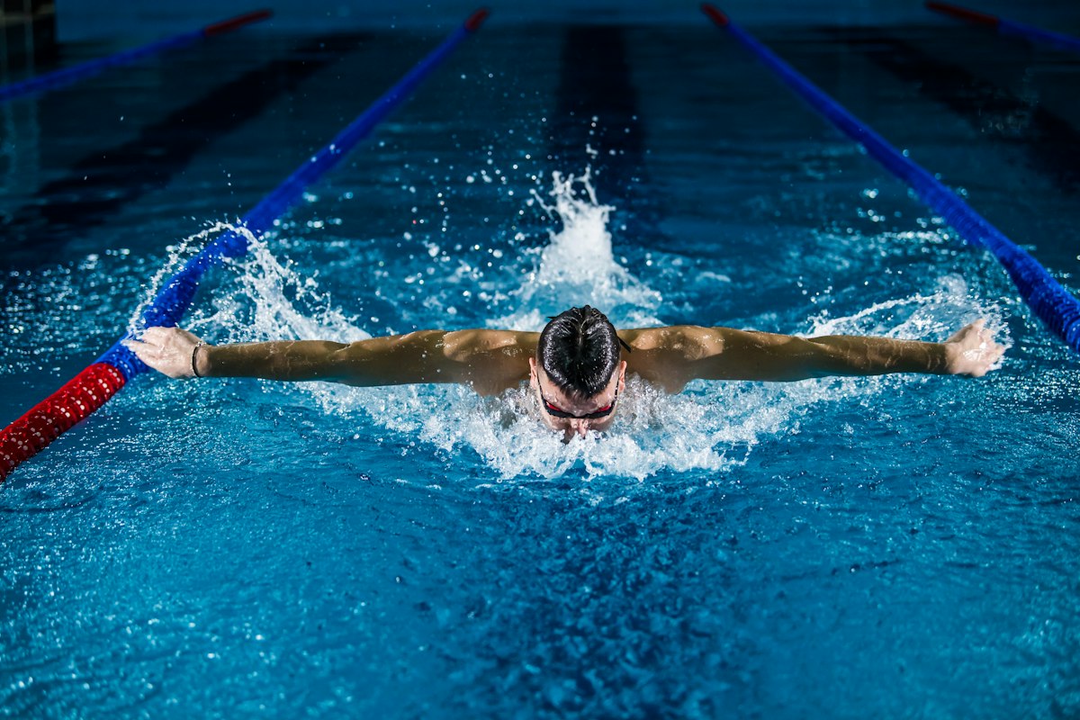 Swimmer in a competition pool